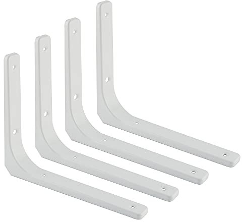 SAYAYO Equerre Etagere Murale Charge Lourde, Fixation Flottante Support pour Salon Chambre Cuisine, Support Etagère Murale en Métal, 250mm*200mm Blanc 4 Pcs, EJR250W-4P