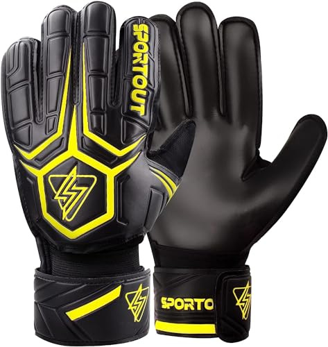 Sportout Torwarthandschuhe Kinder Fingersave Torwarthandschuhe Herren Fußballhandschuhe mit Fingerschutz für Erwachsene und Jugendliche