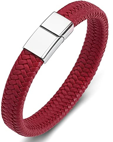 Dsnyu Armreif für Herren, Bunt Herren Armbänder mit Magnet Verschluss, Einfacher Stil Punk Armband Leder für Verlobter