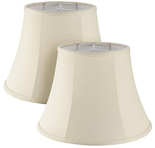 Aspen Creative 38005-2, Bell Collapsible Spider Lamp Shade, Natural, 9 Top x 15 Bottom x 11 Slant Height, Set of 2