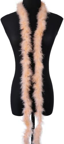 1x2m Federboa Truthahnfedern Boa,Flauschige Plüsch-Feder Boa Federstola Federschal Federgirlande für Weihnachtsbaum Hochzeit Basteln Burlesque Karneval Party 20er Jahre Kostüm Deko,ca. 10g Champagner