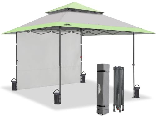 EAGLE PEAK 4x4m Pop up Überdachungs Zelt mit Einer Wand, sofortige Überdachung einfache Einrichtung faltender Unterstand, Grau