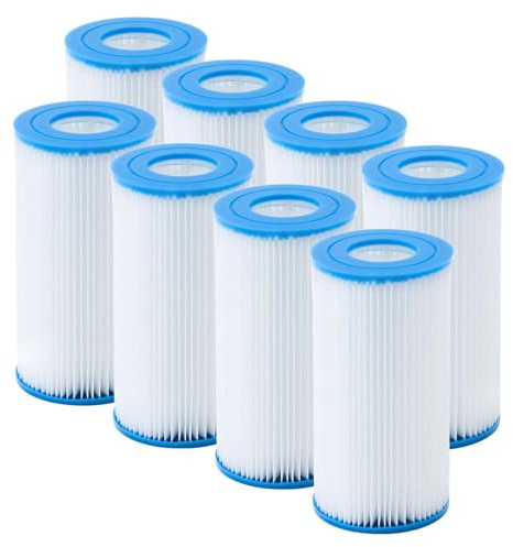 MaxEarn Pack of 8 Replacement Filter Cartridges for Best-Way Size III 580123, Swimming Pool Water Filter Cartridge, Replacement Filter for Inflatable Pools, Hot Submarines and Spa