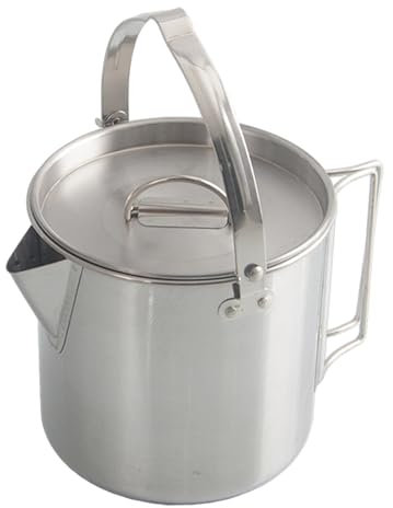 Camping-Teekanne, Outdoor-Wasserkocher, tragbarer Edelstahl-Picknick-Kocherkessel, Camping-Perkolator-Kaffeemaschine, langlebige Kaffeemaschine für Lagerfeuer oder Herd, Reisen, schnelles Aufbrühen