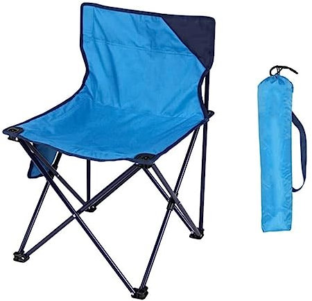 OUYUE Campingstuhl Klappbarer Campingstuhl, Strandstühle, Tragbar, Leicht, Mit Tragetasche Für Outdoor, Camp, Strand, Reisen, Picknick, Wandern Angelstuhl (Color : Blue, Size : 45 * 44 * 68cm)
