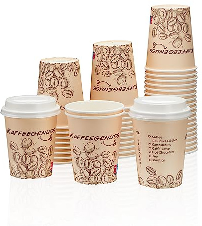 MH QUALITY Kaffeebecher To Go 300ml mit Deckel - 200x Hochwertige Einweg Pappbecher | Premium Coffee To Go Becher, 0,3l - Hellbraun