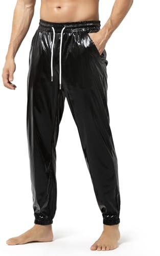 Casey Kevin Metallic Hose Herren Glitzer Outfit Pants Disco Glänzend Hosen Glitzer Metallisch Festival Hose Herren