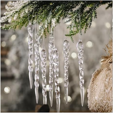 Ghiaccioli Pendenti Albero di Natale Decorazioni Albero di Natale Ornamento in Acrilico Cristallo Decorativo da Appendere - 25 Pezzi