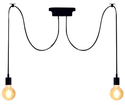 Chao Zan Lámpara Araña Techo, lámpara de araña industrial retro, Ajustable DIY Techo Araña, Lámpara Colgante para Dormitorio, Salón, Comedor, Hotel (2 Cabezas)