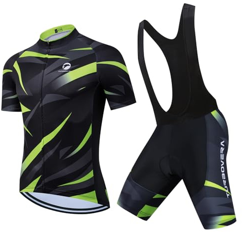 Turbovera Herren Fahrradbekleidung Kurzarm MTB Radsportanzüge Radhose Radtrikot Set Trikot + Radlerhose mit 3D-Gel-gepolsterten Atmungsaktiv