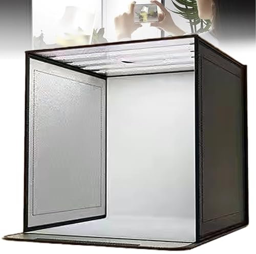 QIeAny Caja De Luz para Fotografía De Naturaleza Muerta De 80 Cm, Estudio Portátil Plegable, 5 Paneles De Color De Fondo + 3 Aberturas Laterales + 3 Temperaturas De Color + Atenuación Infinita,Black
