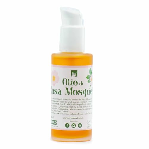 Erbavoglio Olio di Rosa Mosqueta Bio - 100 ml - Cosmetico biologico - Ricco di acidi grassi essenziali e vitamine, rigenera la pelle, riduce cicatrici e contrasta i segni dell'invecchiamento.