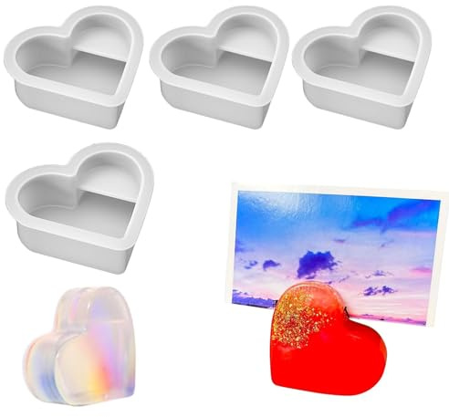 Resina Epossidica Stampi Cuore,4 PCS Stampi per Porta Biglietti da Visita in Silicone Porta Biglietti da Visita in Silicone per DIY Artigianato,Sapone,Ciondolo Stampo Cuore
