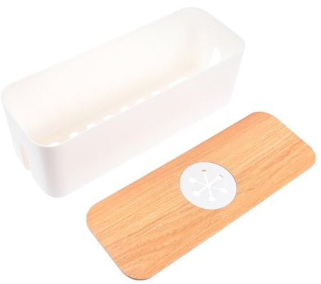 CONGARTENO Round Holed Cable Storage Box Power Line Case Cable Wire Manager for Home and Office White Mdf Small Size