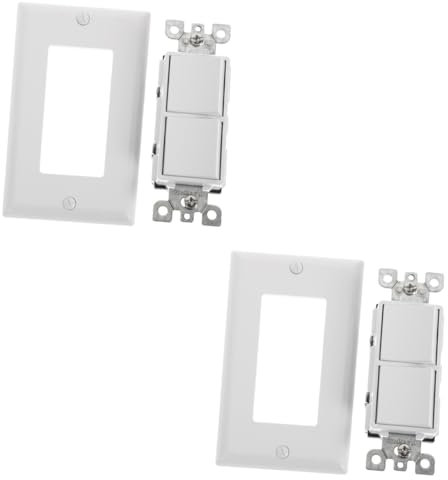 Gadpiparty 2 Pezzi 2 Interruttore Luce a 2 Posizioni Par Sensore Doppio Interruttore Elettrico Illuminato Moderno Interruttore Della Luce Senza Fili Schermo Presa Tocco Striscia Bianca Abs