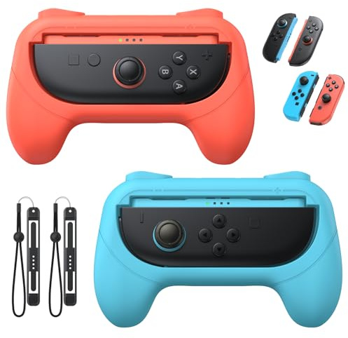 FASTSNAIL 2 Poignées en Caoutchouc Antidérapantes pour Switch Joycon 2/1 | Ergonomie pour un Confort Optimal, Touches SL/SR Améliorées, Résistant aux Rayures et Couleur Inaltérable