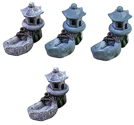 Torre de Piscina de Resina, 4 Piezas, Decoración Miniatura para Jardín