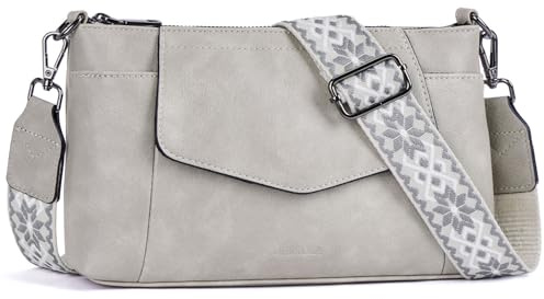 MUIIKOLA Damen Umhängetaschen,Handytasche mit Geldbörse zum Umhängen，Schultertasche aus Veganes Leder Handytasche mit abnehmbaren Breiter Gurt