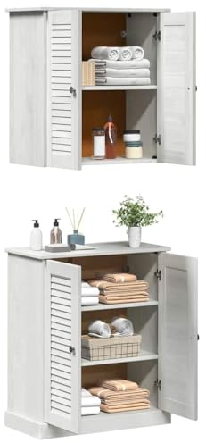 vidaXL Set di mobili per il bagno 2 pz Bianco e Bianco Antico