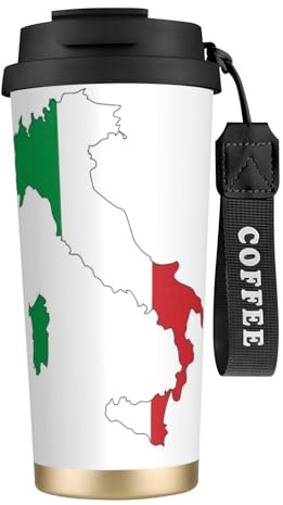 DUWAA Tasse à café isotherme en acier inoxydable avec drapeau italien pour homme et femme