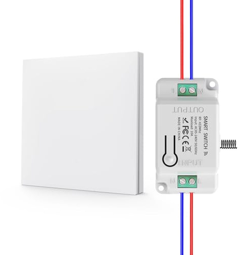 KADMOS Kit d'interrupteurs d'éclairage sans fil,Interrupteur sans fil auto-alimenté,Interrupteur sans fil sans pile, Interrupteurs à rebond automatique, aucun câblage requis(1key 1receiver - blanc)