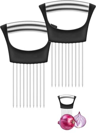 Celtrum Stainless Steel Onion Slicer, Onion Holder for Slicing, Vegetable Cutter for Slicing, Cutter for Potato and Tomato, Lemon, Fruit, Food Slicer Assistant Tool (2Pcs)