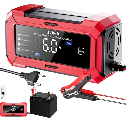 Eventerde Chargeur de Batterie Véhicule,Chargeur d'entretien 12v pour Batterie de Moto - Protection Contre La Surcharge pour Véhicules Motos Camping-Cars Camions