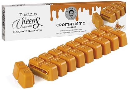 Turrón Cromatismo con Praliné de Naranja by Jordi Roca 300g en Estuche – Torrons Vicens | Turrón gourmet innovador | Fusión de chocolate, naranja y caramelo experiencia gastronómica