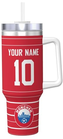 Generisch Bayern Personalisiert Thermobecher,Bayern Edelstahl Trinkflasche mit Deckel und Strohhalm