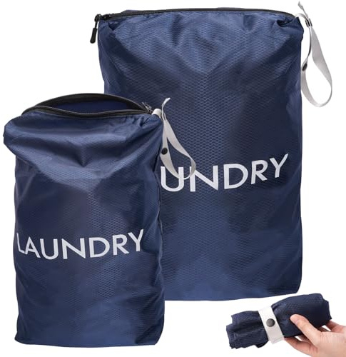 2 Pièces 45 x 60cm, 35 x 55cm Imperméable Sac Linge Sale de Voyage, Pliables Sac à Linge Sale de Voyage, Waterproof Laundry Bag, Sacs Linges Sales Impermésble, pour Vacances, Camping