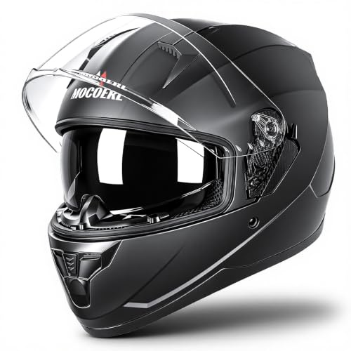 Integralhelm mit Sonnenblende | Motorradhelm Integralhelme | Motorradhelm Integralhelm Mofahelm ECE 22.06 | Kinn- & Kopfbelüftung | für Damen und Herren | Schwarz