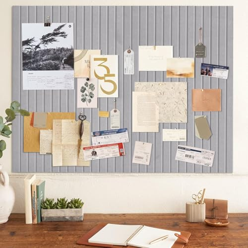 Stor filt anslagstavla månskengrå självhäftande, 90 x 60 cm pinnvägg modern 0,9 cm tjock vision board set, fotovägg korkplatta pegboard memoboard filtplattor pinvägg för kontor kök barnrum