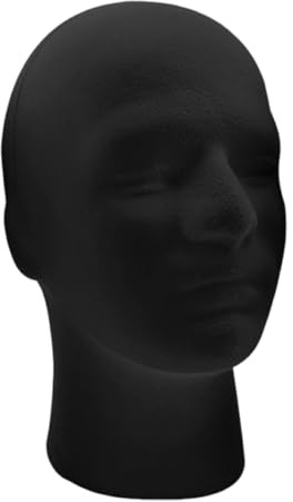 Generisch Mannequin Kopf Schaufensterpuppe Kopf Deko Schaufensterpuppe Schwarze Beflockung Perückenkopf Puppenkopf Perücke Stand, Standplatz für Helme Mützen Brillen Kopfhörer