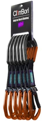 ClimBon Express Karabiner 6er-Set mit Schlinge 12cm, UIAA & CE Zertifiziert für Sportklettern und Bergsteigen, 6Farben