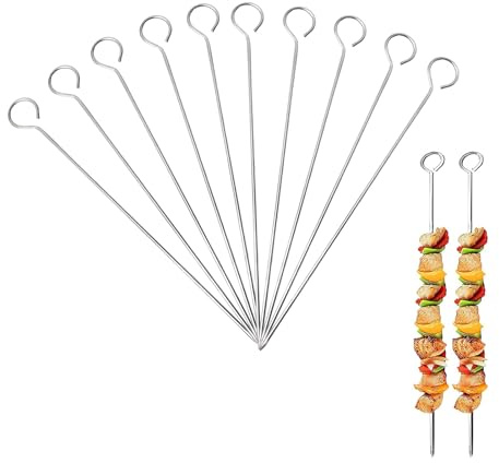 30 PCS BBQ Metal Skewers, 7.9in/20cm Stainless Steel Kebab Skewers for Grilling, Air Fryer, BBQ Accessories