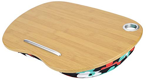 Aramox Laptop Table with Cushion Laptop Stand MDF Cloth Cushioned Lap Tray 15.7 X 11.2 X 3.5 in for Bed Sofa Desk Travel Home Office Users (multicolor flowers)