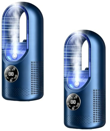 Ventilador portátil de aire acondicionado, enfriador de aire silencioso sin aspas con 6 velocidades de viento y humidificador de temporizadores de 1 a 6 horas, alimentado por USB, mini ventilador de