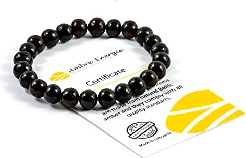 AmbreEnergie Armband aus Baltischem Bernstein für Erwachsene (Damen und Herren) auf elastischem Band - 18 cm - Handarbeit aus echten Baltischen Bernsteinperlen