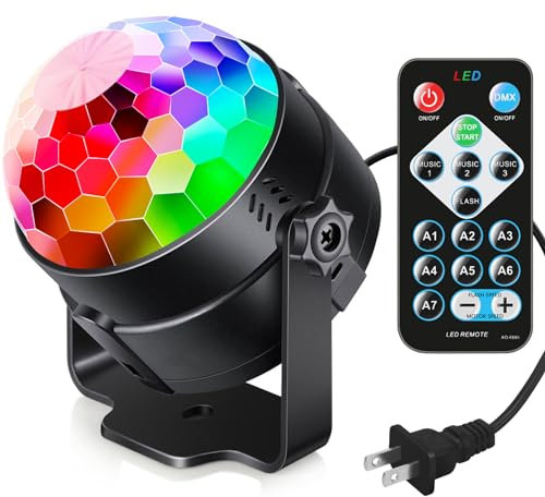 Luditek Sound Activated Party Lights with Remote Control Dj Lighting RBG Disco Ball Strobe Lamp 7 Modes Stage Par Light for Home Room Dance Parties Birthday DJ Bar Karaoke Xmas Wedding Show Club Pub