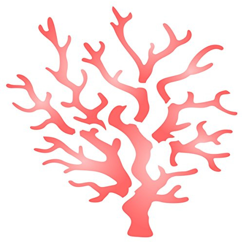 Coral Stencil - 16.5 x 16.5cm (L) - Reusable Ocean Nautical Seashore Wall Stencil Template