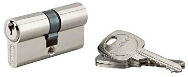 THIRARD - Cilindro Serratura Doppia Entrata - Laiton Nichelato - Meccanismo a 5 Perni - 30 x 30 mm - Grigio - Protezione Anti-Strappo - Include 3 Chiavi Crantate