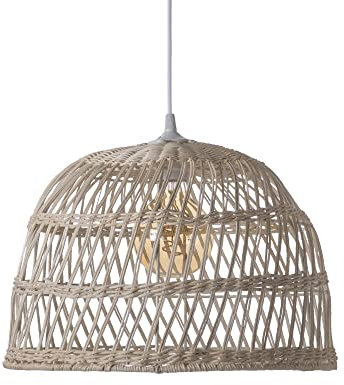 LUSSIOL Saigon Hängeleuchte, Rattan, Leuchtmittel E27, 60 W, Naturton, Durchmesser 40 x Höhe 20 cm, Hängeleuchte, Design für jeden Innenbereich, Boho, Chic, Skandinavisch, Hygge