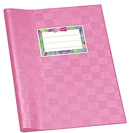 VELOFLEX 1352122 - Hefthülle DIN A5, Bast-Struktur, gedeckte PP-Folie, mit Namensetikett, rosa, 25 Stück