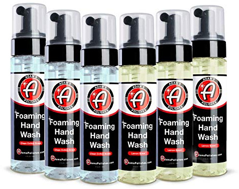 Adam's Polishes Foaming Hand Wash 6oz (6 pack) - Alcohol Free USA Made Pump Hand Cleaning Disinfectant W/Benzalkonium Chloride, Aloe Vera & Apricot Kernel Oil | Gel Water Free Hand Soap Pump