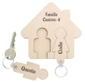 DECOHO - Porte-clés mural personnalisé avec vos prénoms - Naturel