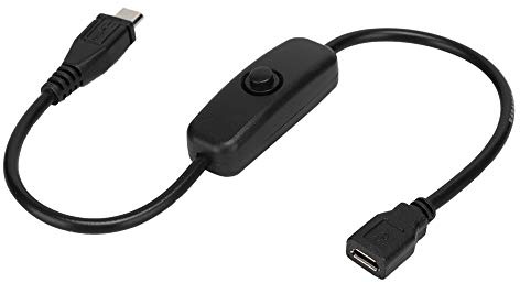 Topiky Micro USB Extension Cable with 501 Button Switch - 5P Male to Female Power Cord for LED Strip Lights 2A-2.5A Current