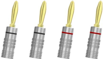 Fosi Audio Spina a banana 4 pezzi 2 coppie, placcato oro Speaker Plug Banana Plug per altoparlante passivo ricevitore audio stereo, adatto per Fosi Audio HiFi Amplificatore
