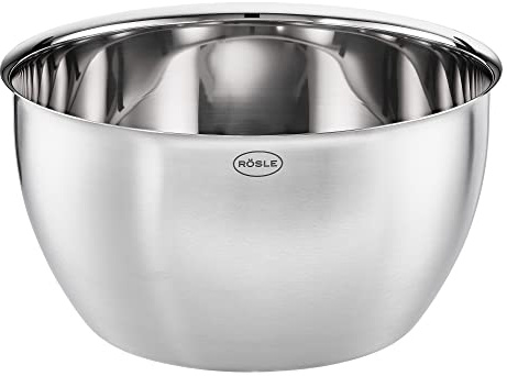 RÖSLE Basic Line Schüssel, formschöne Edelstahlschüssel zur Zubereitung und Aufbewahrung von Speisen, Edelstahl 18/10, spülmaschinengeeignet, 20 cm, Silberfarben
