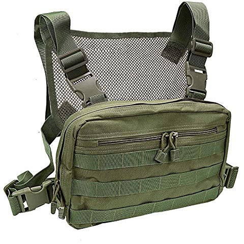 CLAPE Universal Chest Rig Bag Radio Walkie Talkie Brusttasche Herren Harness Taschen-Pack Rucksack Two Way Verstellbar Funktionelle Chest Front Bag Taktische Schutzweste Schulterholster