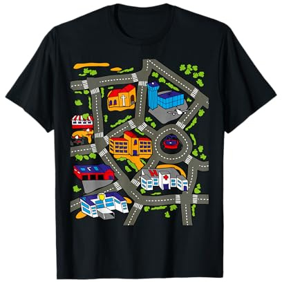Auto-Spielmatte Rennstrecke Straßenkarte Teppich Design Illustration T-Shirt